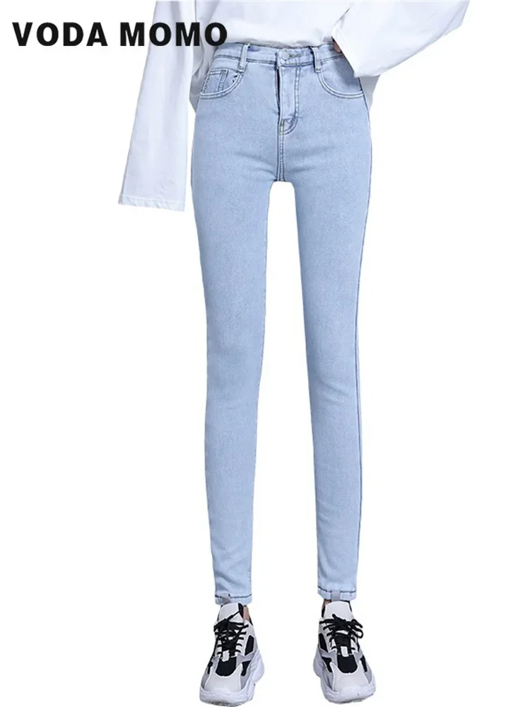 New Casual Plus Velvet Thick Pencil Pants Female High Waist Stretch Denim Trousers Leggings 2023 Winter Skinny Warm Jeans Women