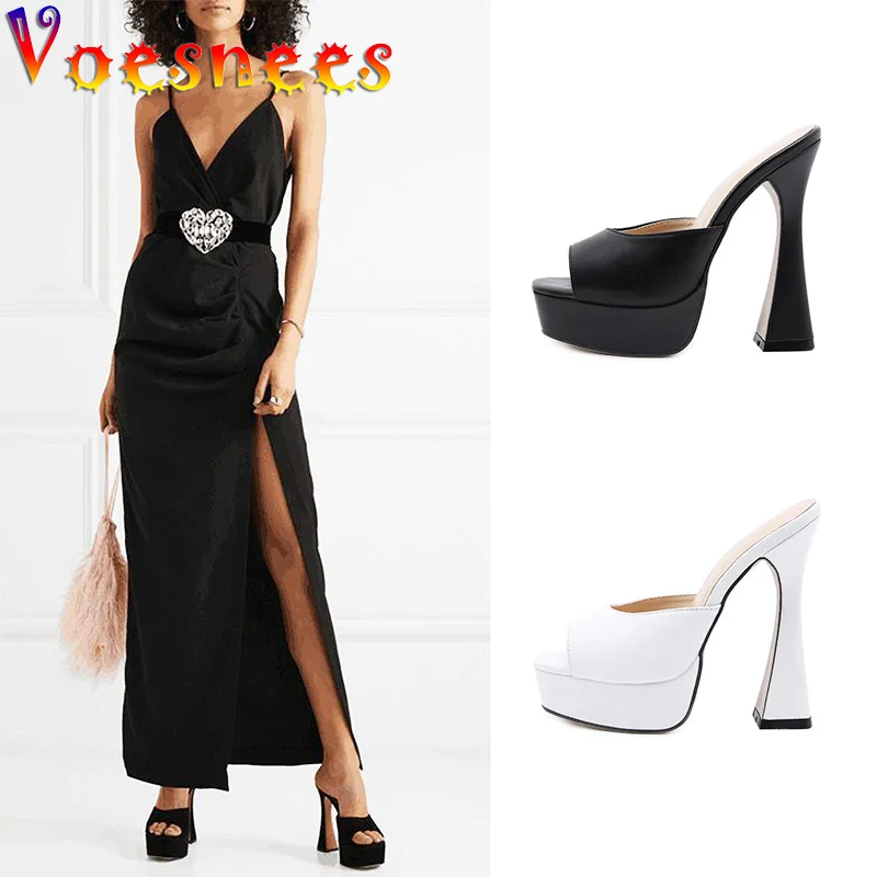 2022 New High Heels Women Office Sandals Fashion Square Head Platform Female Slippers Summer Dress Wedding Ladies Pumps Shoes