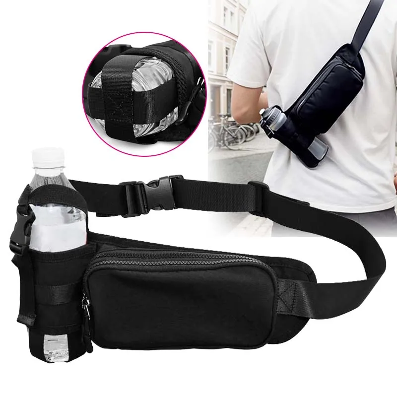 

Поясная сумка с держателем для бутылки с водой, портативная нагрудная сумка для кемпинга, водонепроницаемая поясная сумка большой вместимости для занятий спортом, бегом, пешим туризмом