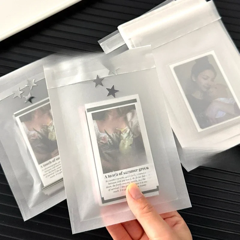 Tracing Paper Self-adhesive Pouches 12x17cm Gift Packaging Bags Frosted Paper Bags Button Label Storage Pockets Dedicated 50pcs