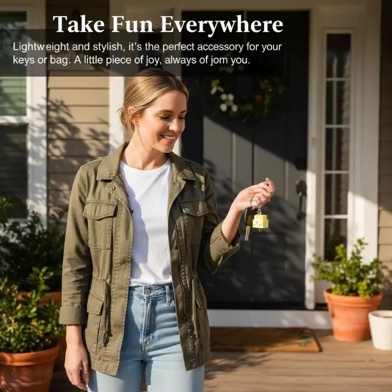Funny Cheese Keyboard Keychain – Pressable Click Button Fidget Gadget, Whimsical Gift for Adults & Teens