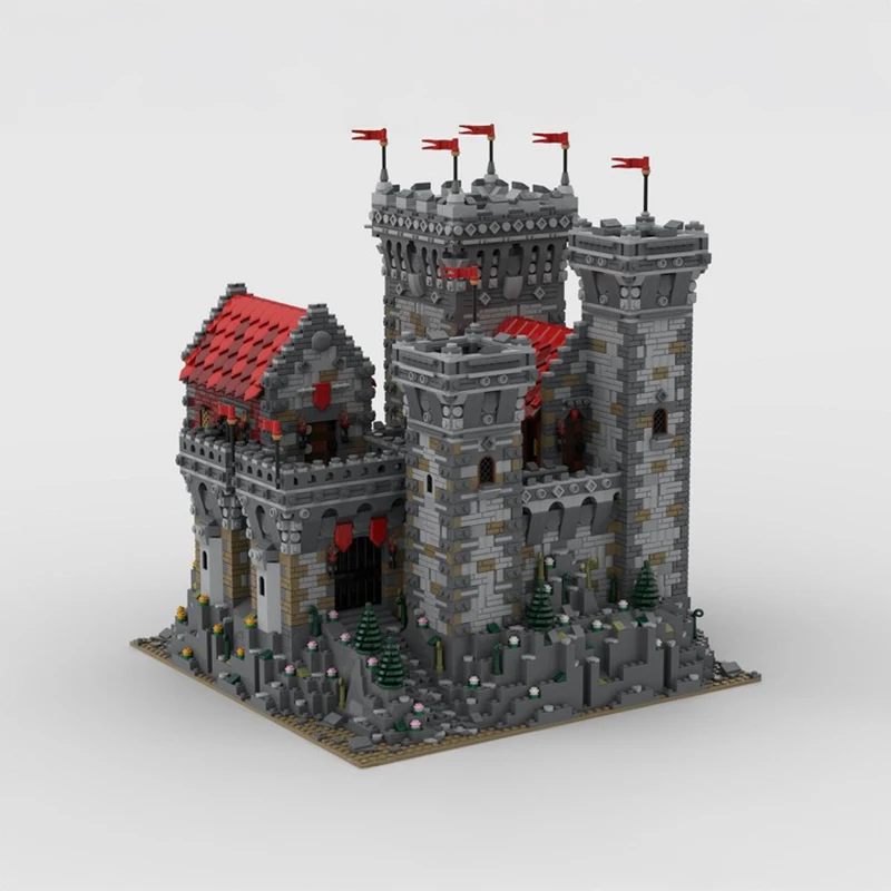 New 6524Pcs Moc European Medieval Street View Redrock Castle Model Diy Creative Ideas Toy Bricks Birthday Gift Building Blocks