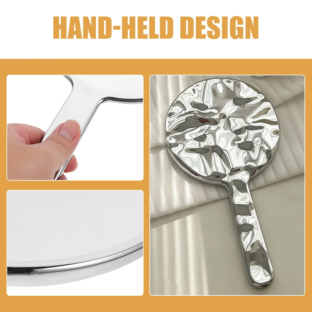 

Hand Mirror Durable ABS Electroplated Silver Design Lightweight Handheld Makeup Mirror for Women Girls