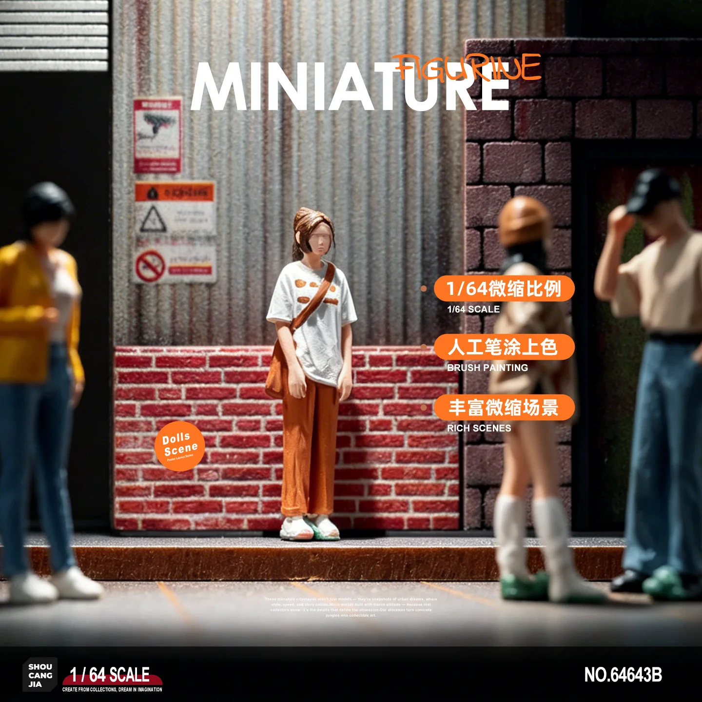 Casual wear ponytail girl miniature doll model realistic colored small person sandbox landscaping micro photography ornament