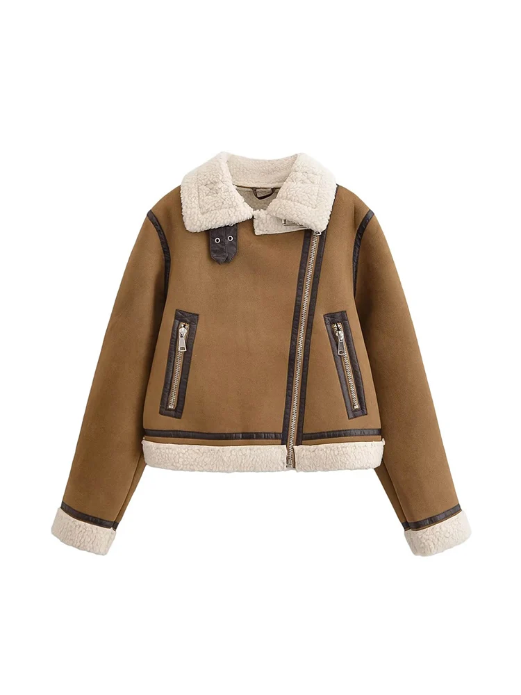 

European style new women's fashionable and versatile elegant shearling coat, loose fit, thickened, short style.