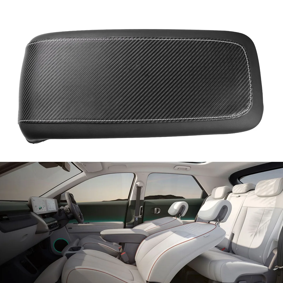 Car Armrest Box Cover for Hyundai Aini Krypton 5 IONIQ 2022+ Central Control Armrest Pad Protection Cover Black