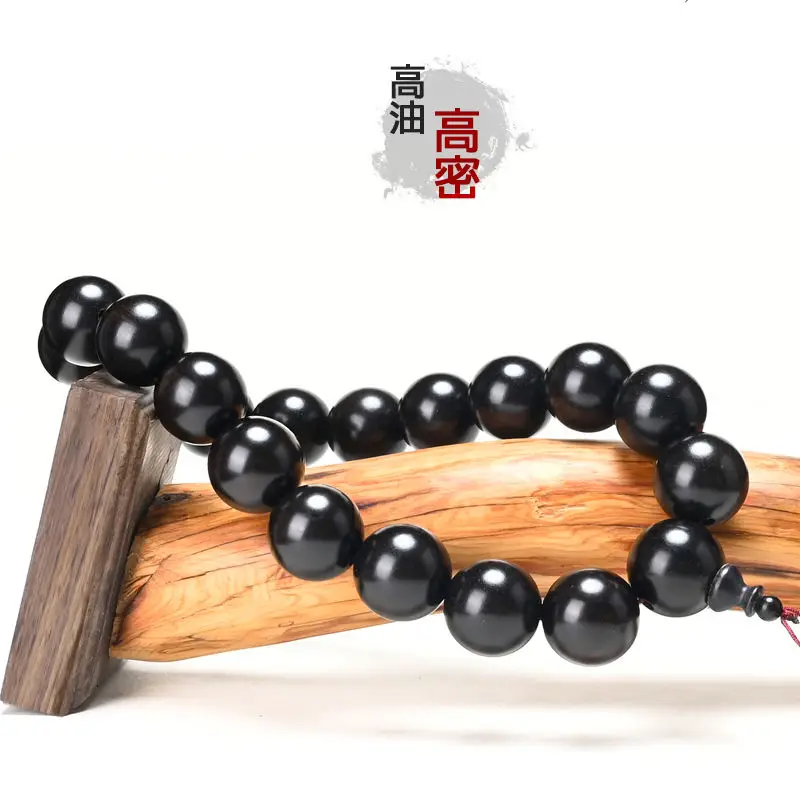 Purple Sandalwood 3.0 Large Beads Handheld Prayer Beads Ebony 25mm Ebony Handle Buddha Beads Bracelet Car Pendant Portable Beads