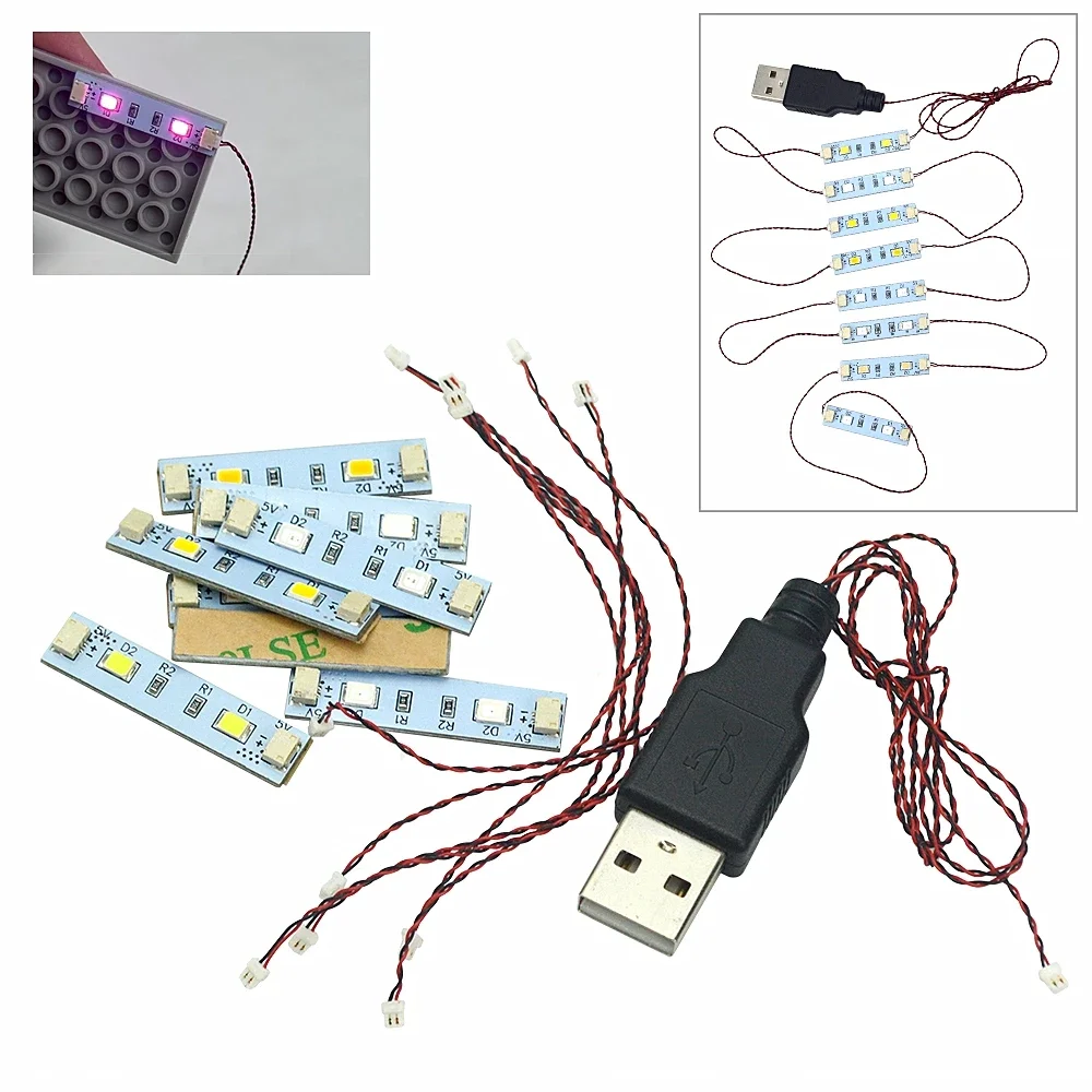 1X4 LED-Licht 0,8mm Pin Dünne Bausteine USB-Fernbedienung Blinkende Lampe Mehrfarbige Kombination Stadtstraßenbeleuchtung Spielzeug – Detail 5