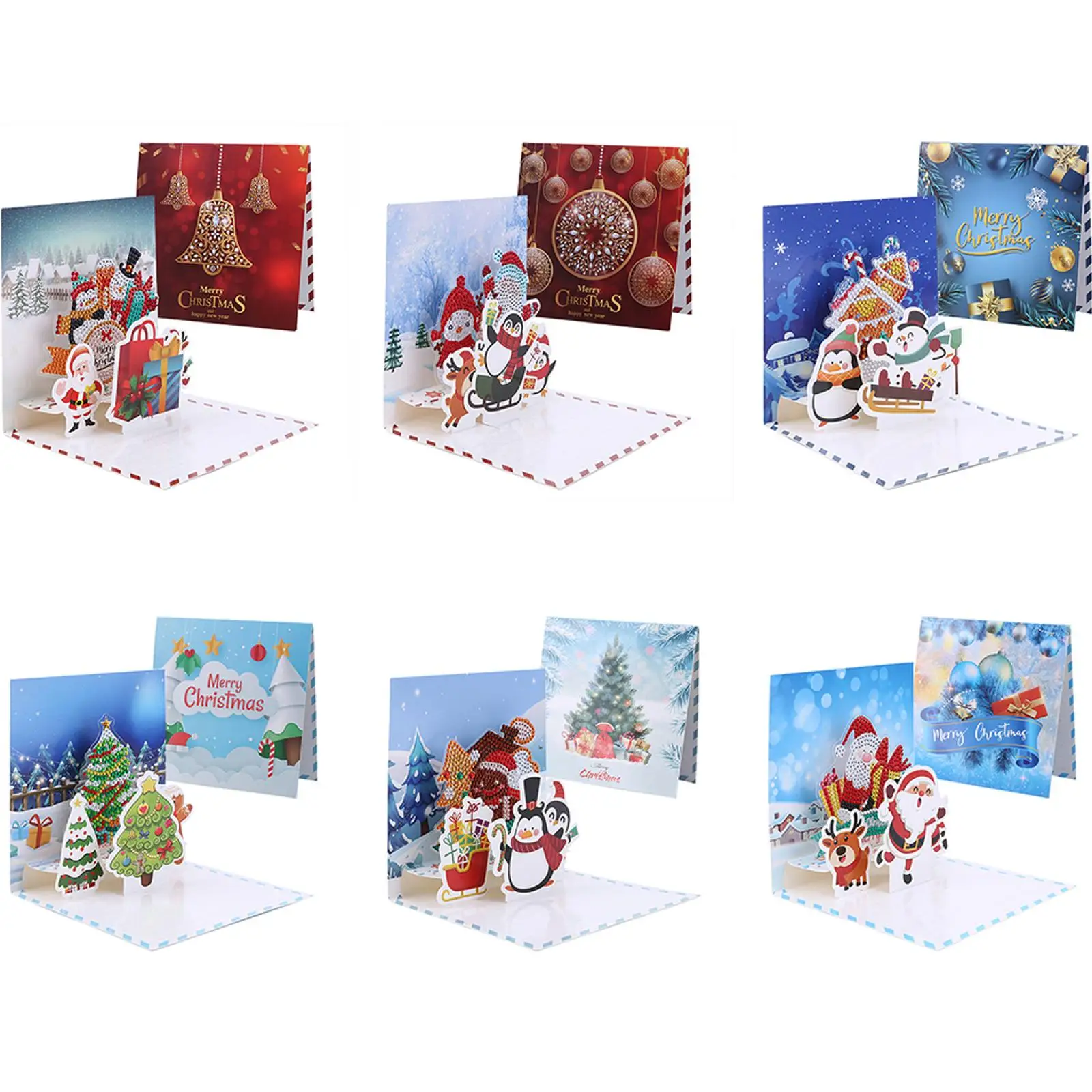 

Набор из 6 открыток для алмазной вышивки своими руками: новогодние узоры, стразы, мозаика, поздравительные открытки и подарки