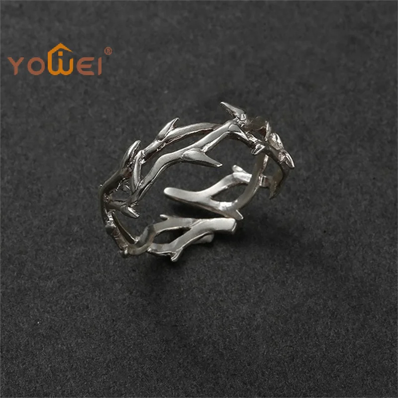 Latest Vintage Goth Thorns Couple Rings For Men Women Irregularity Opening Vine Punk Ring Party Jewelry Gifts Accessories