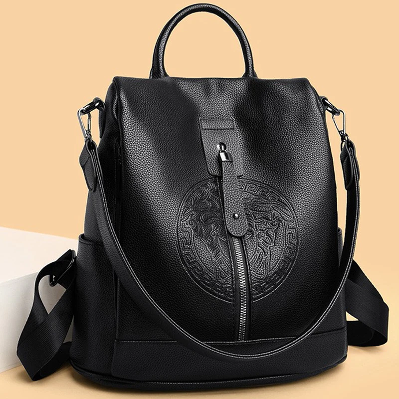 Anti-theft Soft Leather Backpack Women Vintage Shoulder Bag Ladies High Capacity Travel Bagpack School Bag Girl Mochila Feminina