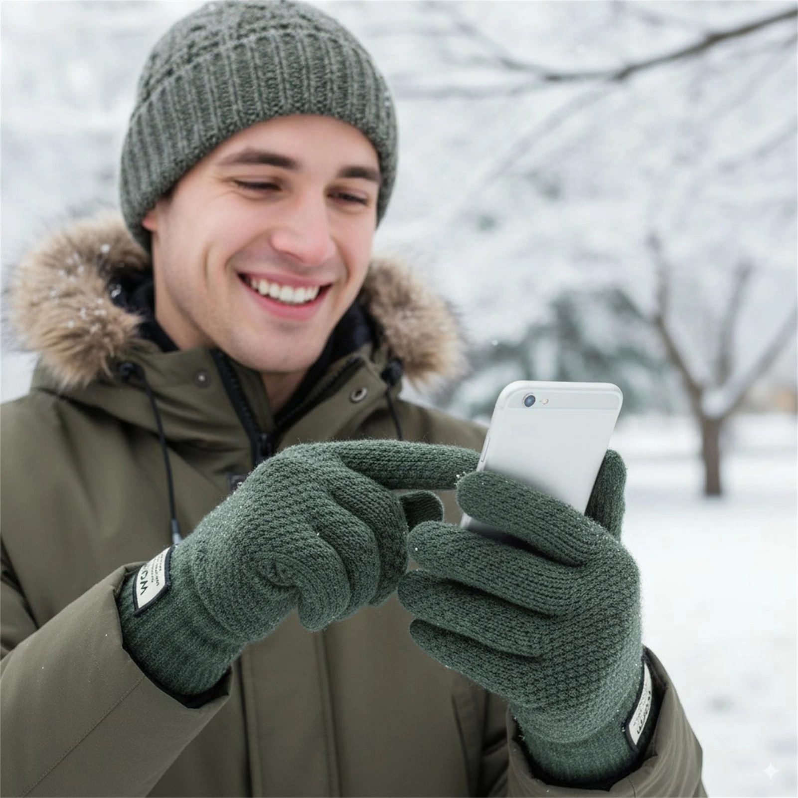 

Мужские велосипедные перчатки, винтажные вязаные перчатки с длинными пальцами, противоскользящие варежки с сенсорным экраном для езды на велосипеде, пешего туризма, рыбалки, кемпинга