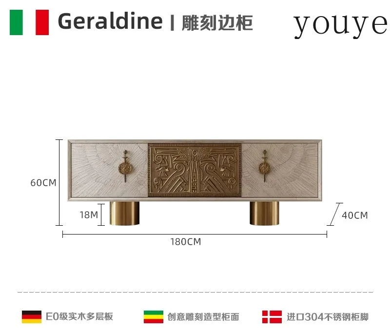 vu American light luxury dining side cabinet villa high-end solid wood storage cabinet modern living room wall decoration