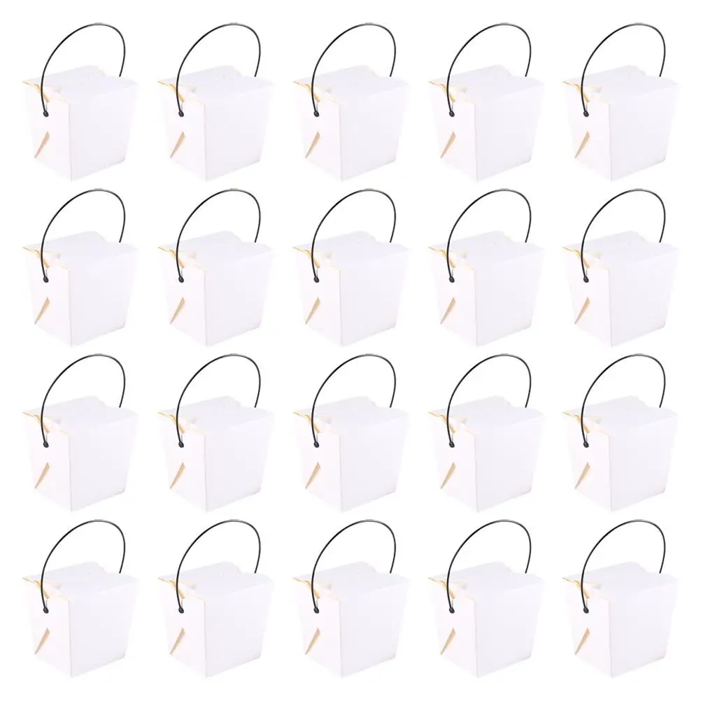 

20 Pcs White Paper Food Boxes Takeaway Containers Handles for Snacks French Fries Nuts Safe Display Portable Storage