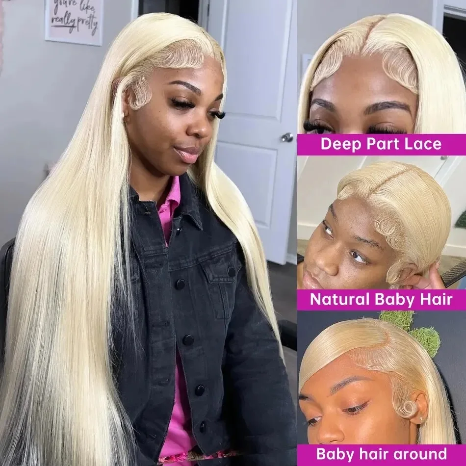 Straight Blonde Front Lace Wigs para mulheres, HD Lace Wig, perucas baratas na venda de depuração, 200 Densidade, peruca de cabelo humano para escolha das mulheres, 613, 13x6