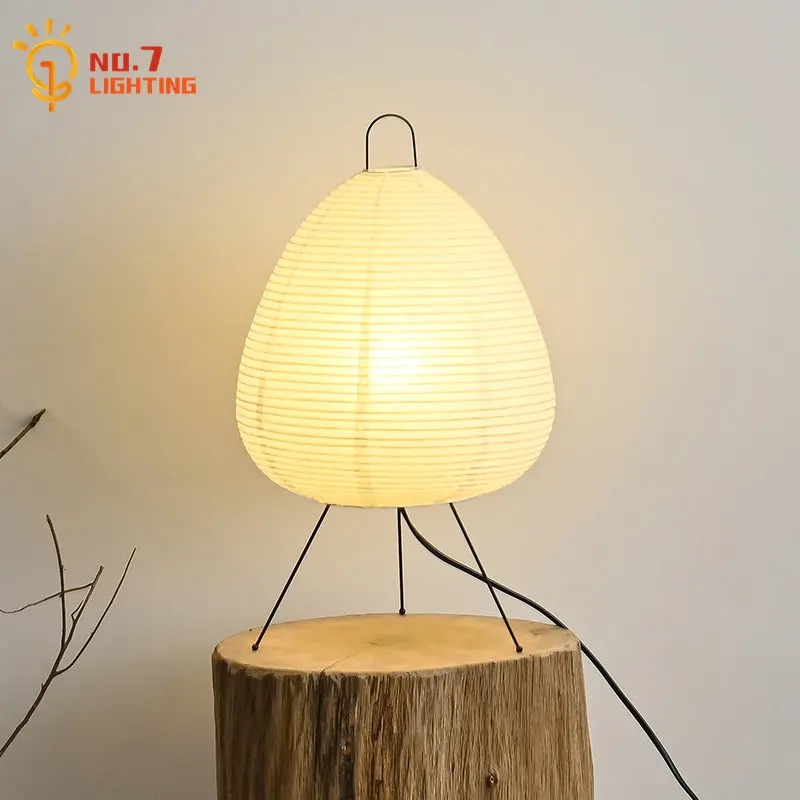 

Japanese Minimalist Akari Noguchi Yong Table Lamp Bedroom Bedside Rice Paper Wabi-sabi Desk Lights Living Room Homestay Study