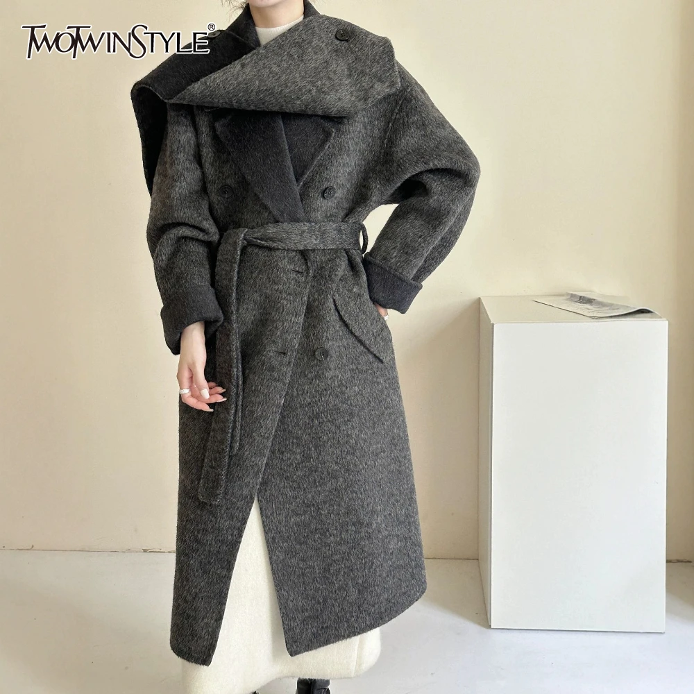 

TWOTWINSTYLE однотонная повязка, женская куртка с лацканами и длинными рукавами, свободная лоскутная шаль, женские куртки, осенний стиль, мода