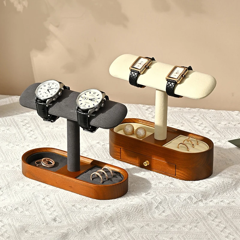MISHITU Multifunctional Watch Display Storage Rack New Solid Wood Wrist Watch Stroage Rack Bracelet Jewelry Display Stand Props
