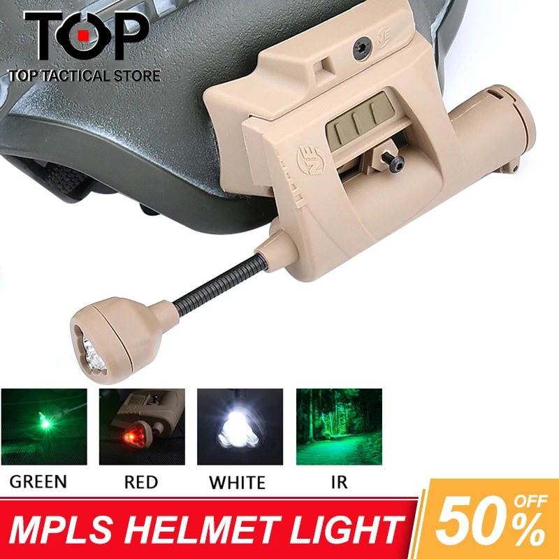 WADSN Tactical Mpls Helmet Light 4 Mode Green Red White Light IR  Light Airsoft Hunting Ourdoor Safety Survival Signal Light