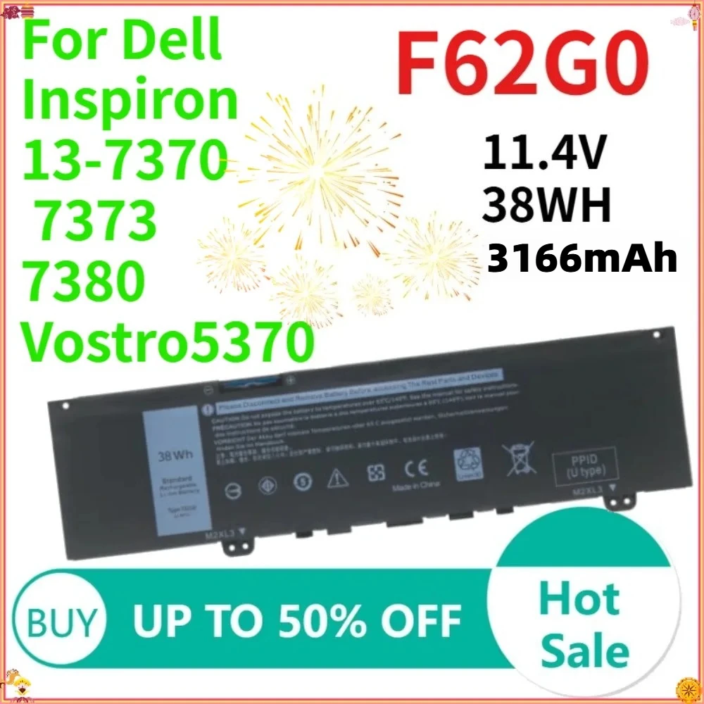 

F62G0 Laptop Battery For Dell Inspiron 13 7373 7386 2 in 1 5370 7370 7380 P83G P87G Vostro 5370 Replacement 39DY5 RPJC3