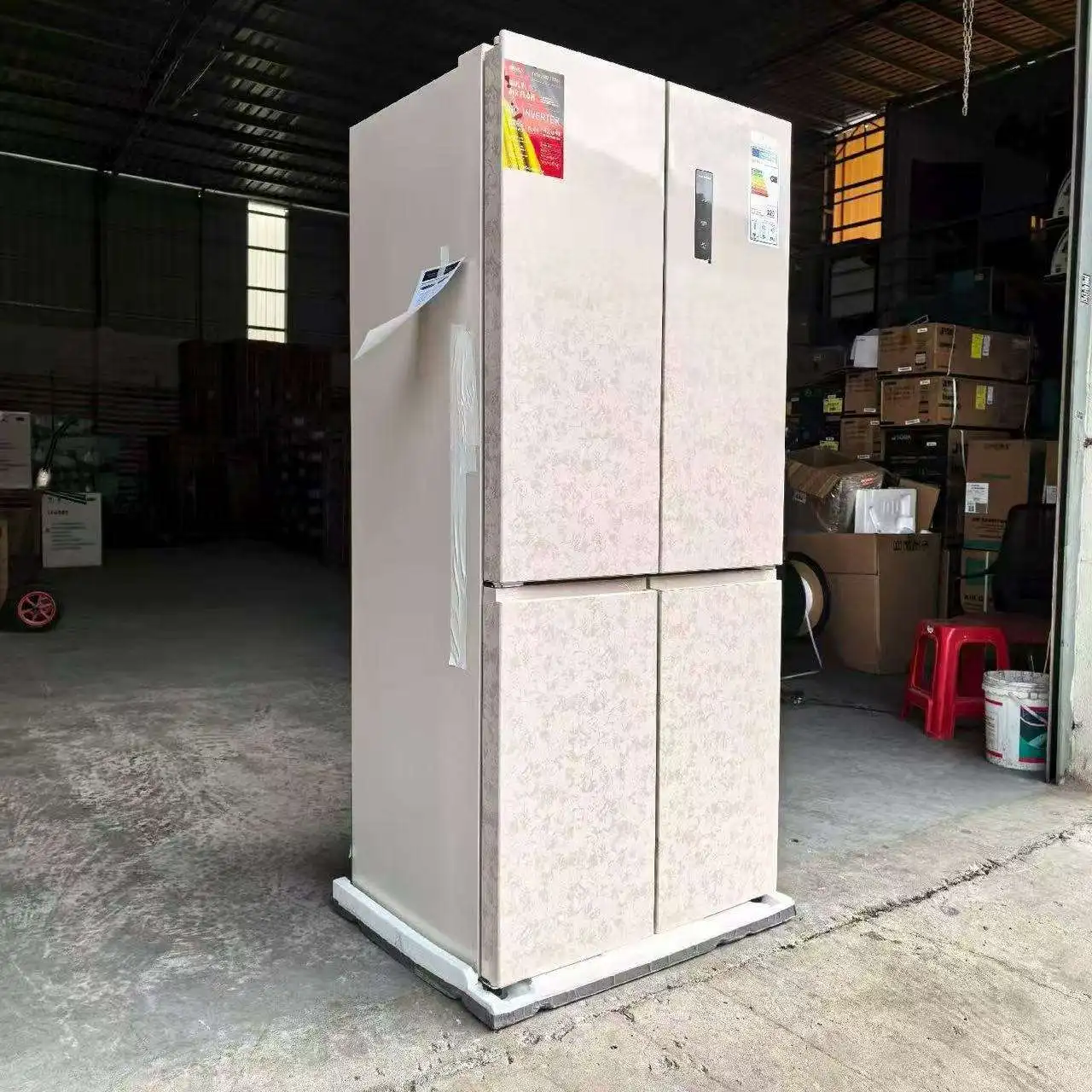 Electric Frost-Free Compressor Refrigerator with Cross-Door Belts Stainless Steel for Hotels and Households