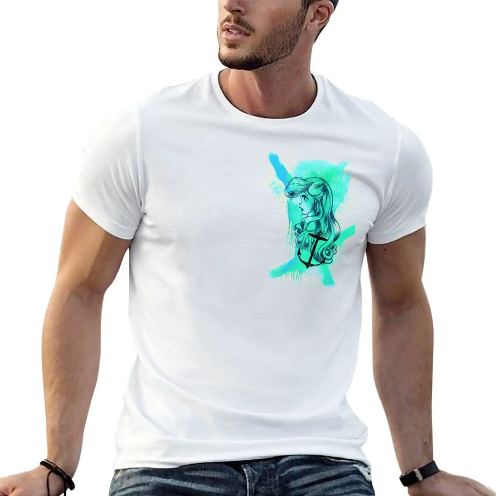 Arielle Watercolor Trash Splash Aquarell Polkatrash T-Shirt Basic Comfort Fit T-Shirt for Men
