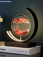 LED Moving Sand Art Table Lamp Quicksand Night Light 3D Sandscape Hourglass Bedside Lamps Flowing Sand Painting Home Decor Gifts
