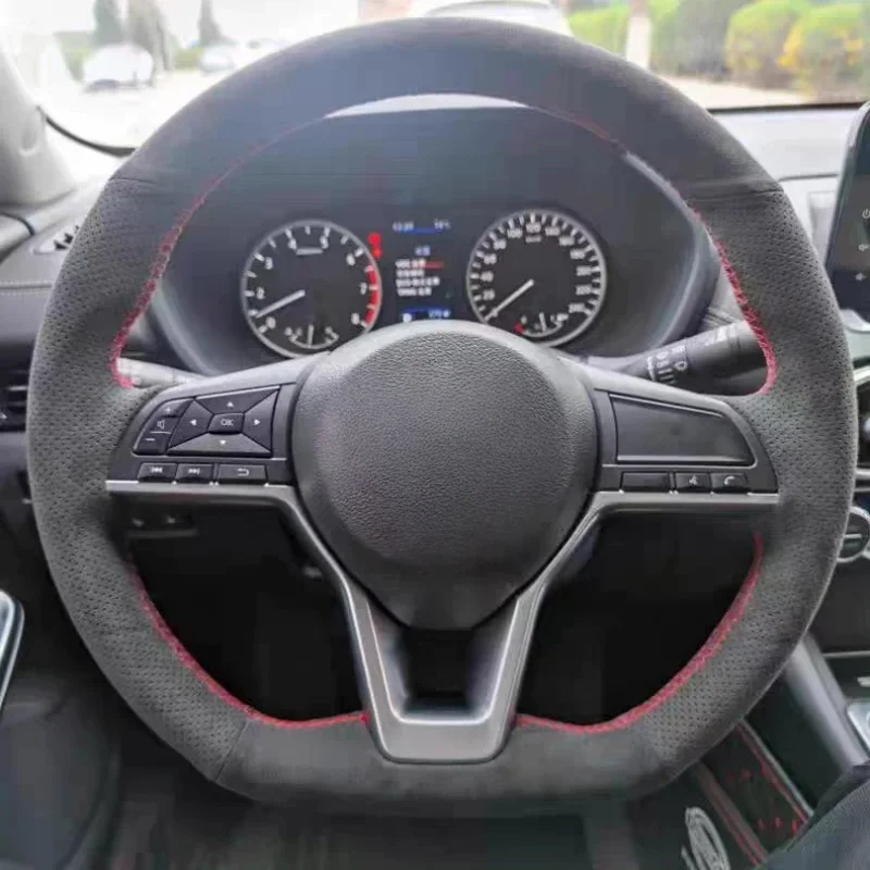 

Hand-Sewn Suede Car Steering Wheel Teana X-Trail Qashqai Car Interior Accessories Steering Wheel Cover For Nissan Sylphy