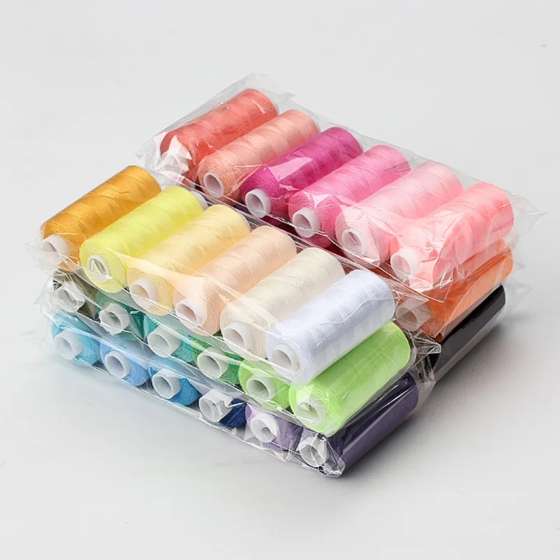 6 Colors/Set Yarn Sewing Thread Roll 400 Yard Each Spool 100% Polyester Machine Hand Embroidery Durable For Home Sewing Kit