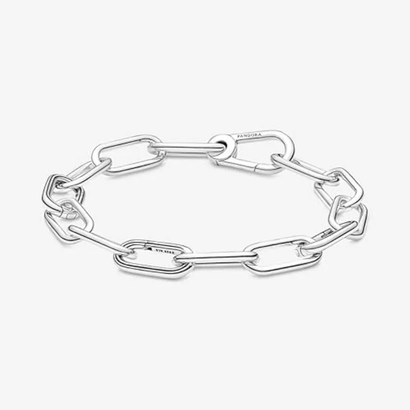 Pulsera Clásica de Plata de Ley 925 con Rosas, Corazones, Estrellas y Candados, Brazalete Básico de Moda para DIY, Nuevo
