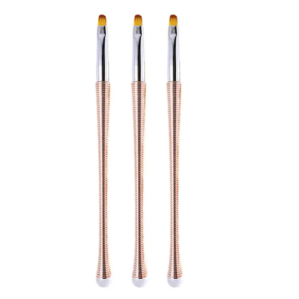

3 Pcs Nail Brushes Pen Drawing Tools Manicure Supplies Rose Gold Pens Flexible Durable Aluminum Handle Nail