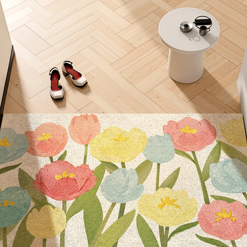 Entrance Mat Floral Door Mat Irregular Plant Shaped Door Carpet Front Door  Outside Spring Welcome Entryway Doormat