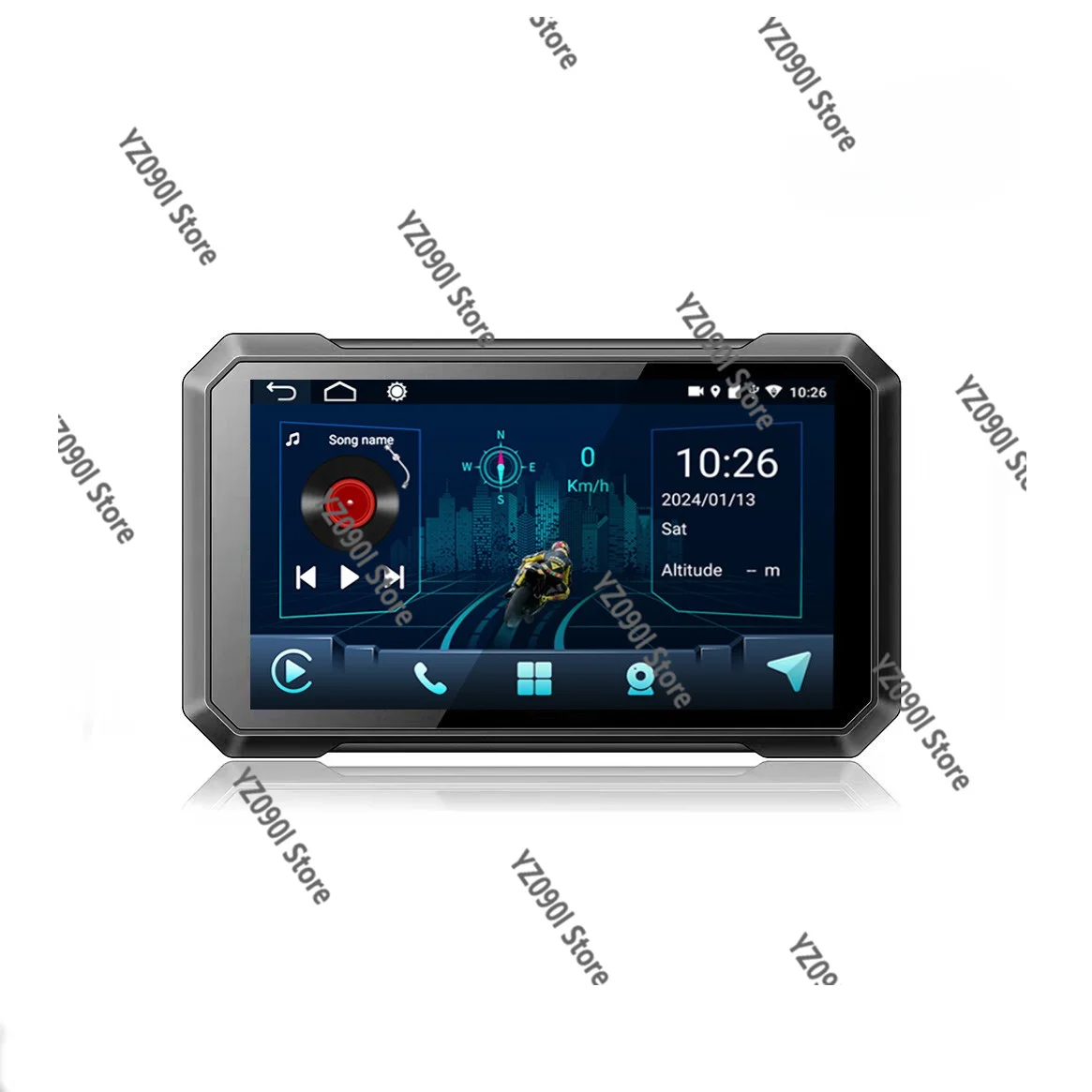 Portable 7 Inch Motorbike GPS Navigator Android 8.1 Dual Lens Recording Wireless Carplay Interconnection