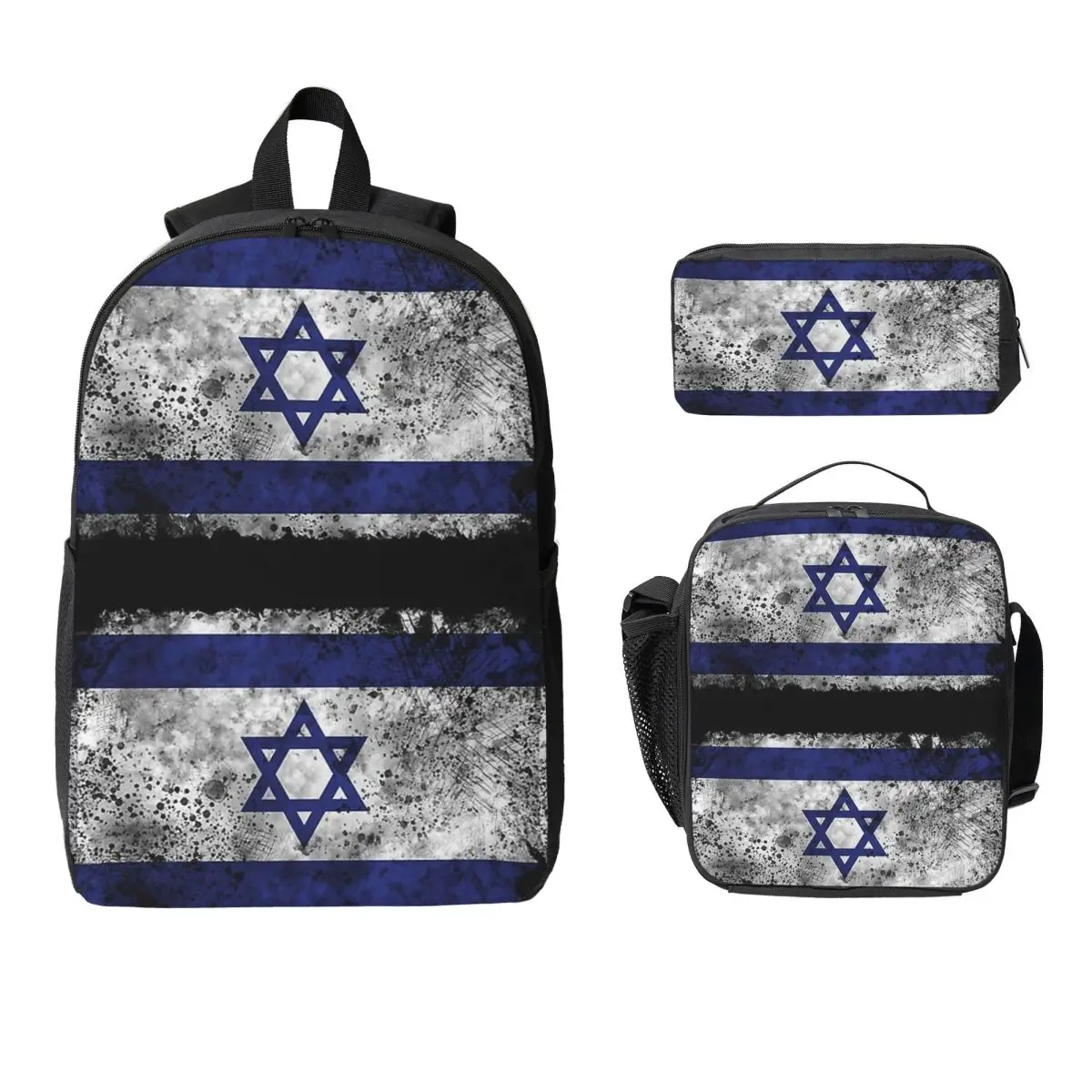 อิสราเอลธงกระเป๋าเป้สะพายหลังนักเรียนชายหญิง BookBag กระเป๋าโรงเรียนกระเป๋าคอมพิวเตอร์ไหล่กระเป๋า 3 PS ถุงอาหารกลางวันฉนวนดินสอกรณี