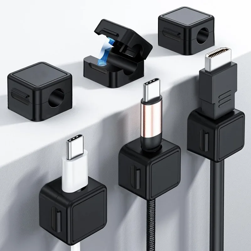 6pcs Magnetic Adhesive Cable Organizer Clips - Self-Adhesive Cord Holder, Strong Magnet Wire Management for Charging Cables