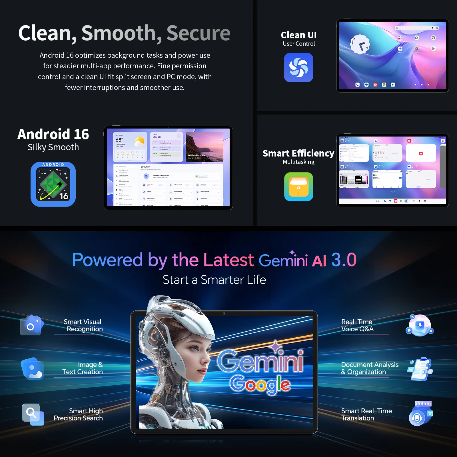 Immagine 7: Tablet Android 16 Teclast T70Pro con Gemini AI, display IPS da 14 pollici 2240x1400, processore Octa Core G100, 8GB RAM + 40GB RAM esteso, 128GB di memoria UFS, espansione Micro SD da 1TB, Dual SIM 4G LTE
