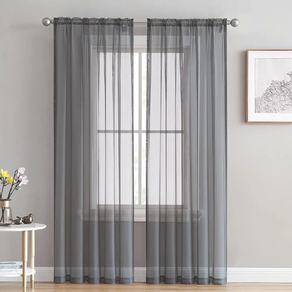 Sunlight Filtering Sheer Curtains Set of 2 Pastoral Style Sheer Curtains for Home Decor Breathable Window Gauze for Supplies