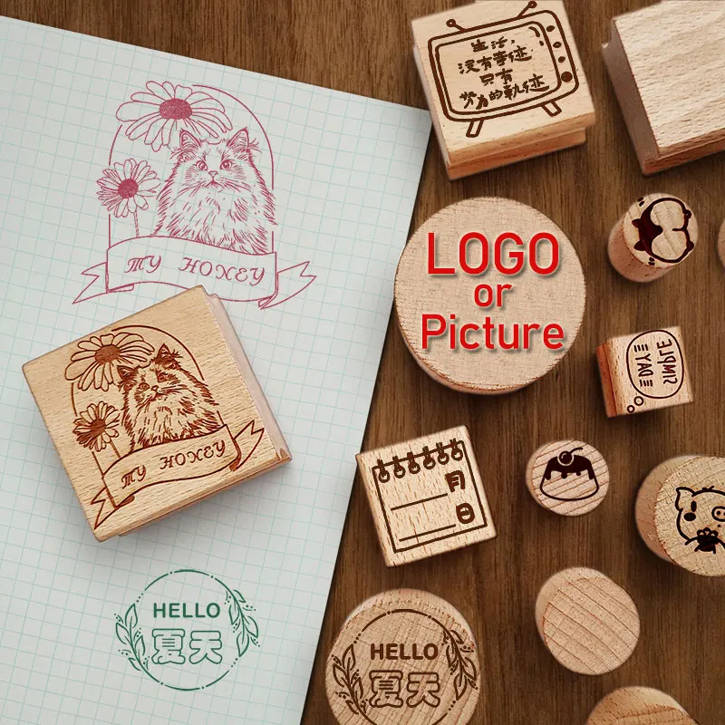 شركة الطوابع المطاطية المخصصة تخصيص ختم شعار شخصي الأعمال الصغيرة الزفاف اليدوية ختم خشبي العلامة التجارية ختم حزمة