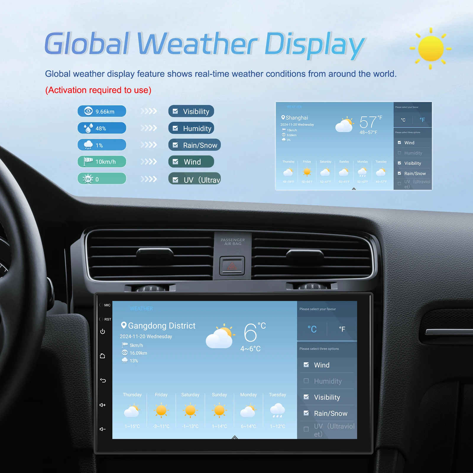Podofo 2Din 4+64G Android Autoradio Snapdragon 8-Kern Universelles Intelligentes Autosystem Carplay Android Auto GPS WLAN Mirror Link – Detail 15