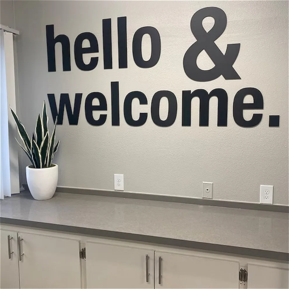 Hello & Welcome  Office Design 3D Office Wall Art Decor, PVC, Typography, Inspirational, Motivational, Work