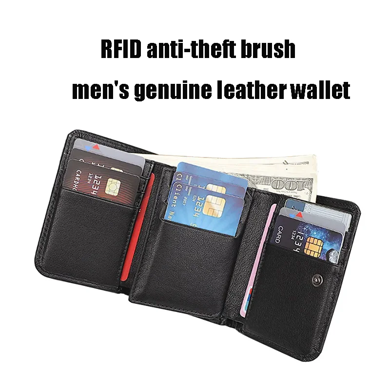 

Classic men's wallet RFID Anti-Theft Genuine Leather Wallet Credit Card Holder Men's Purse