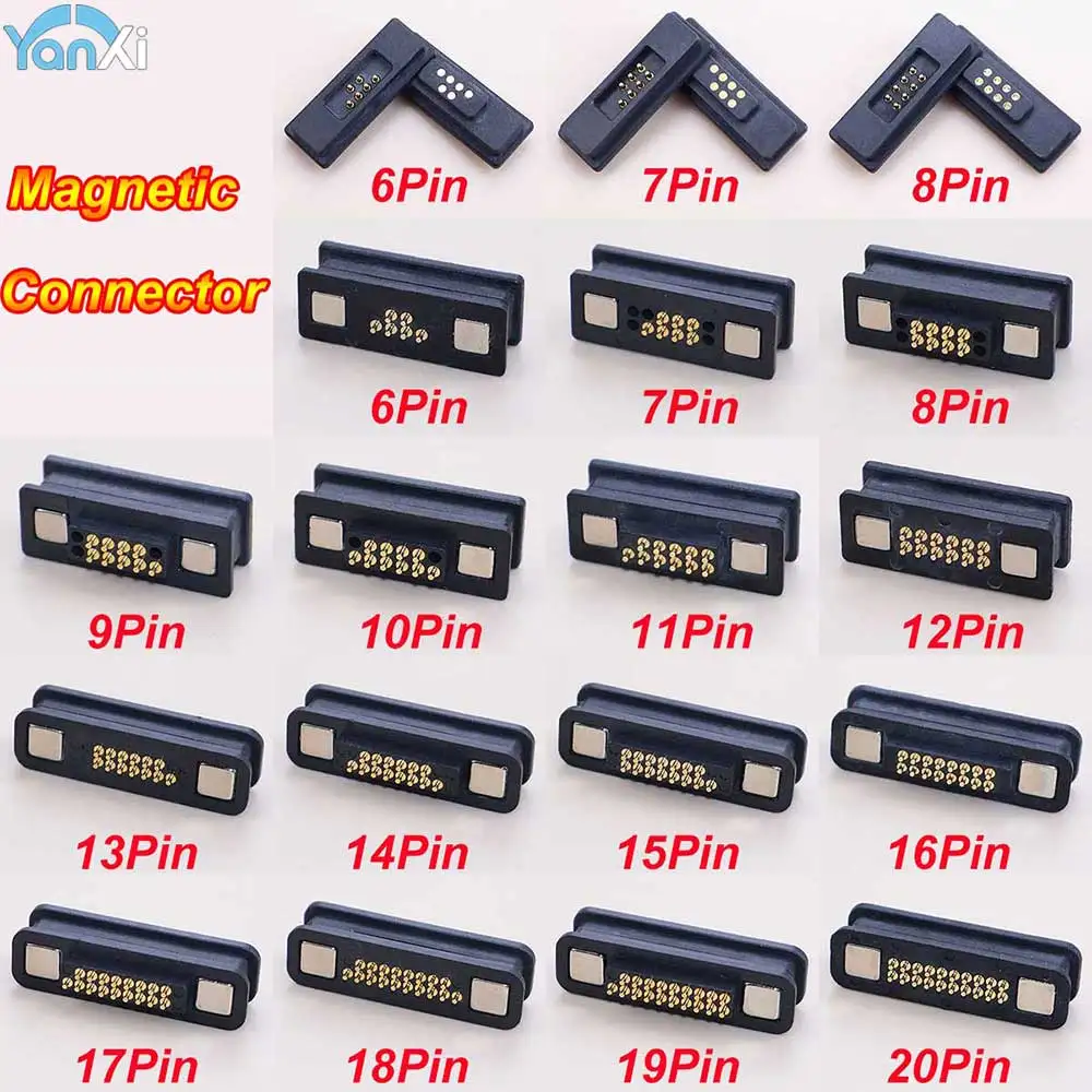 1Pair Waterproof Magnetic Pogo Pin Connector 7/8/9/10/11/12/13/14/15/16/17/18/19/20Pin 2A Male Female Spring DC Power Socket