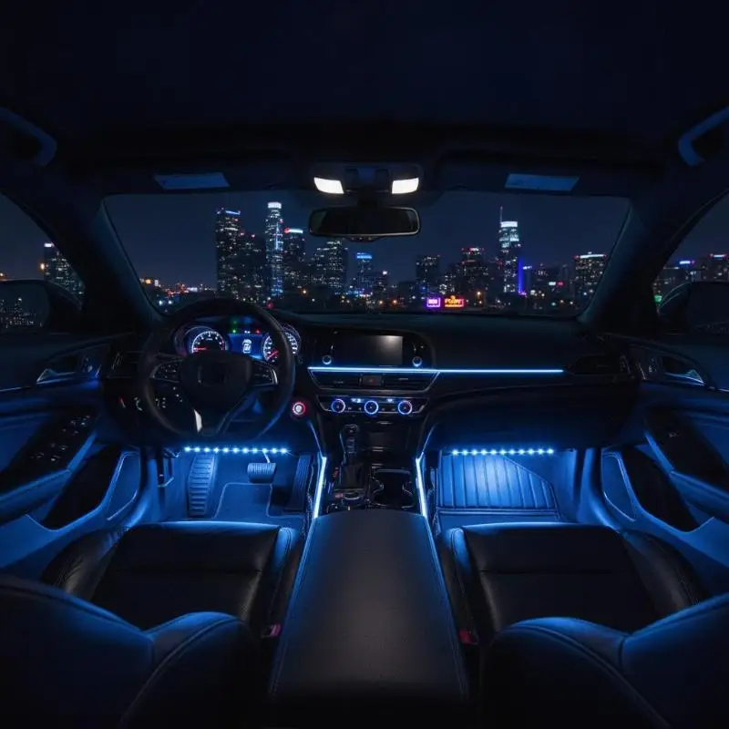 APP Controlled Car USB LED Strip 7 RGB Colors Remote Control Ambient Lamp for Car Interior Decoration