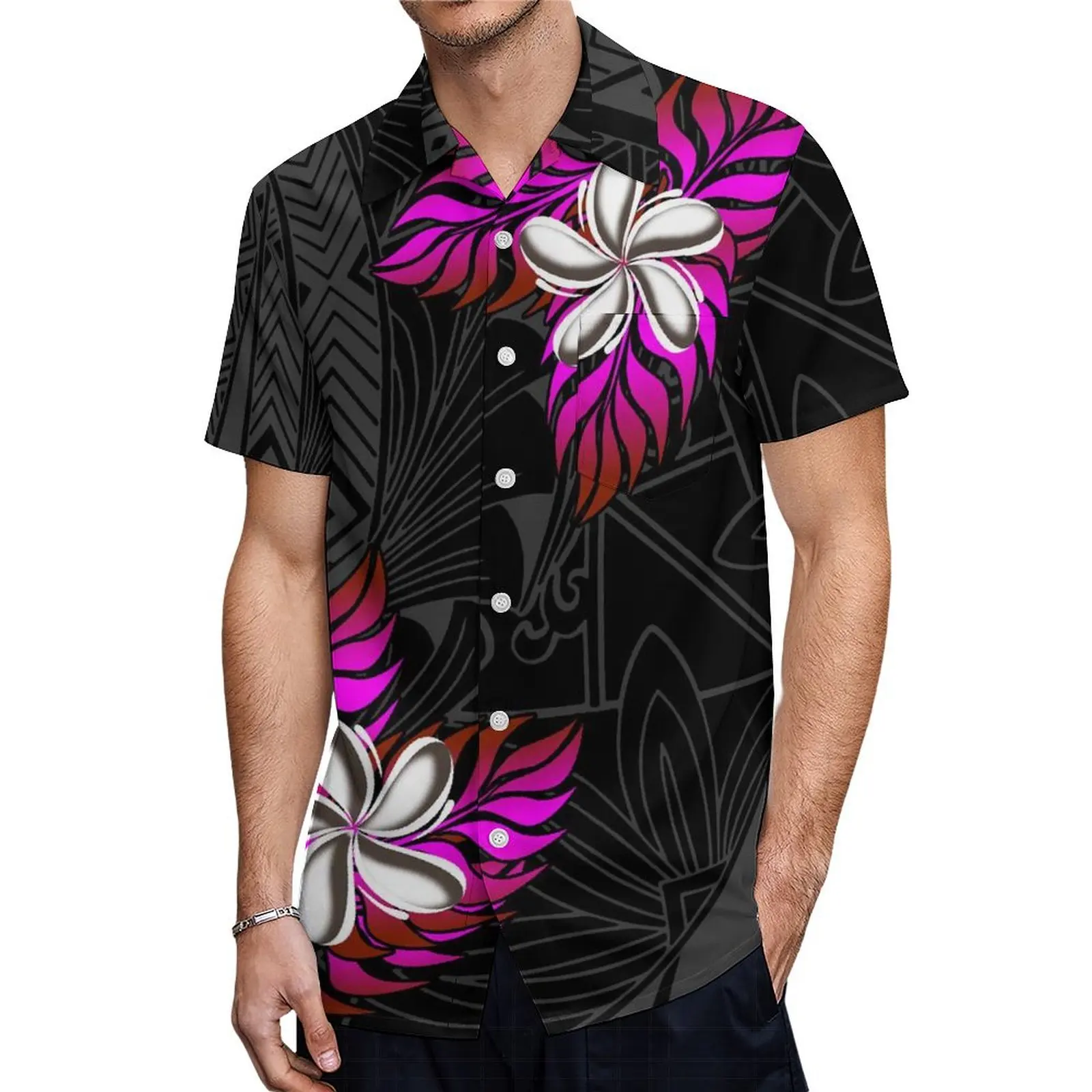 Support The Design Of Women\'S Short Sleeve Dress Crew-Neck Samoan Polynesian Tribal Pattern And Hawaiian Men\'S Shirt Couple Suit