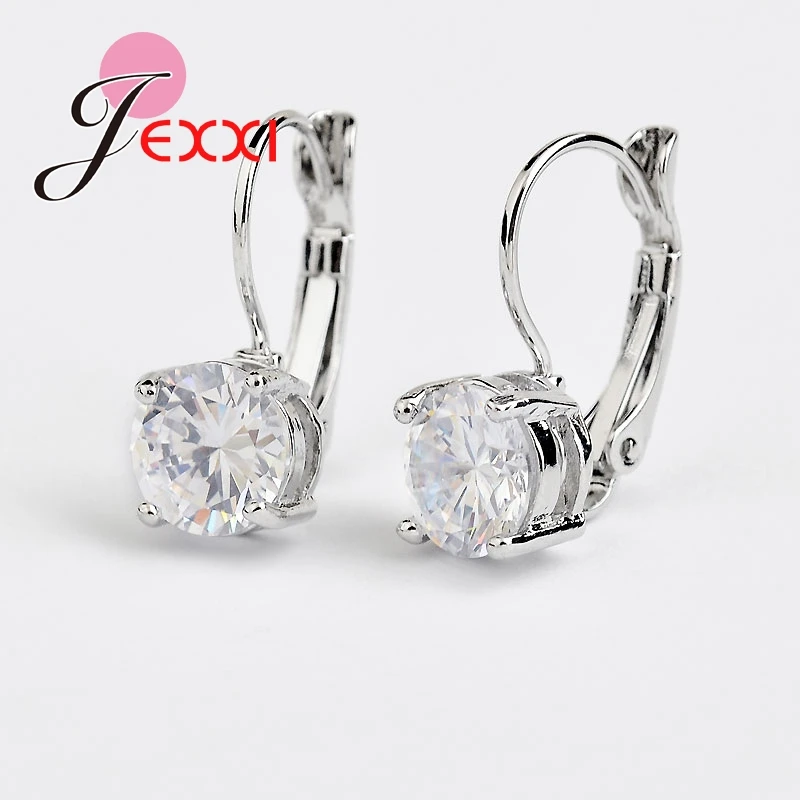 Super Shining Cubic Zirconia Stone Real 925 Sterling Silver Drop Earrings Crystal Jewelry Present For Women Ladies