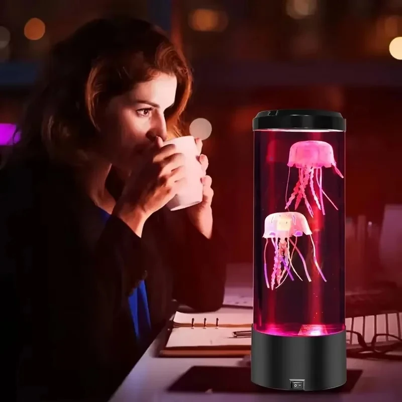 

Jellyfish Lava Lamp Aquarium Ocean Night Lights 7Colors LED Jellyfish Mood Lights With For Home Bedroom Desktop Decoration Gift
