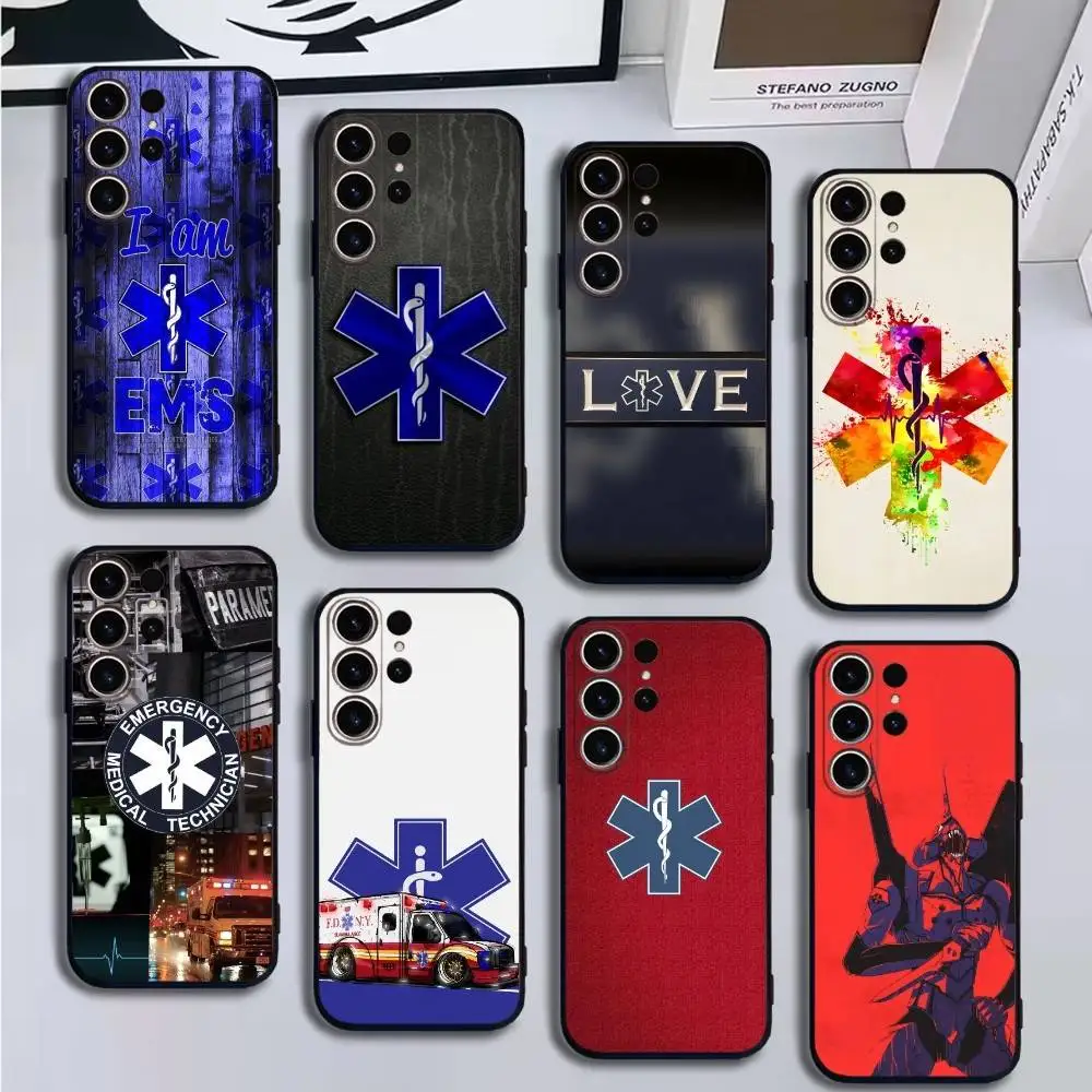 

EMT EMS Ambulance Phone Case For SamsungS25,24,21,22,23,30,Ultra,20,Plus,Fe,Lite,Note,10,9,Soft Black Cover