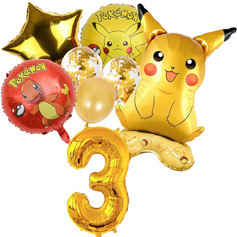 2 セット 8 個ピカチュウフィギュアデアニメ誕生日パーティー誕生日パーティーの装飾子供ブルーバルーン 1 2 3 4 5 6 7 8 9 風船ベビーショー
