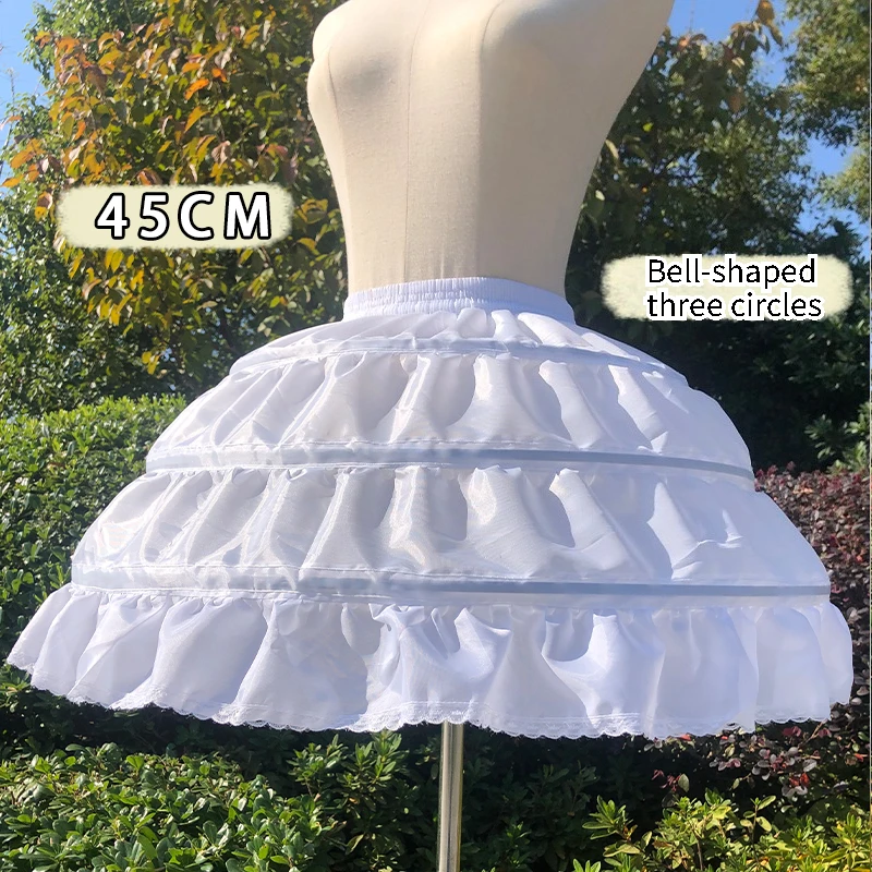 MAGOGO Lolita Cosplay Violent 45cm Petticoat Wedding Flower Girl Princess Three-circle Fishbone Ballet Fluffy White Petticoat