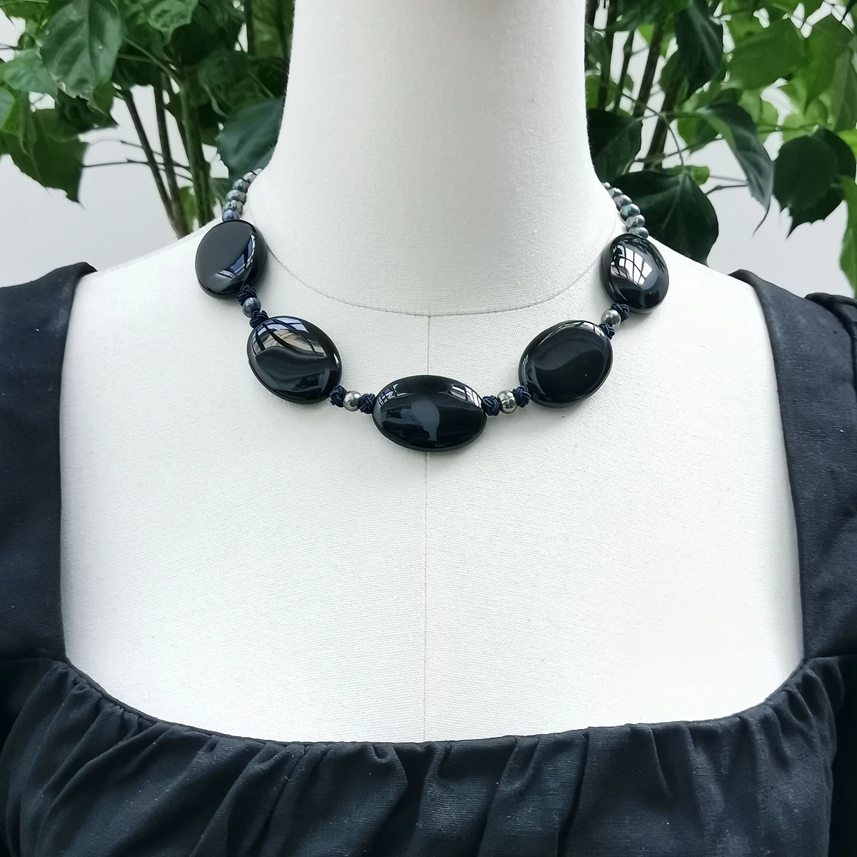 Lii Ji Black Women Necklace 48cm Onyx Freshwater Pearl Choker Necklace Stock Sale Jewelry Gift